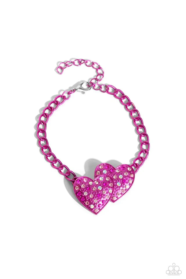 Paparazzi Necklace ~ Low-Key Lovestruck - Pink/Paparazzi Bracelet ~ Lovestruck Lineup - Pink