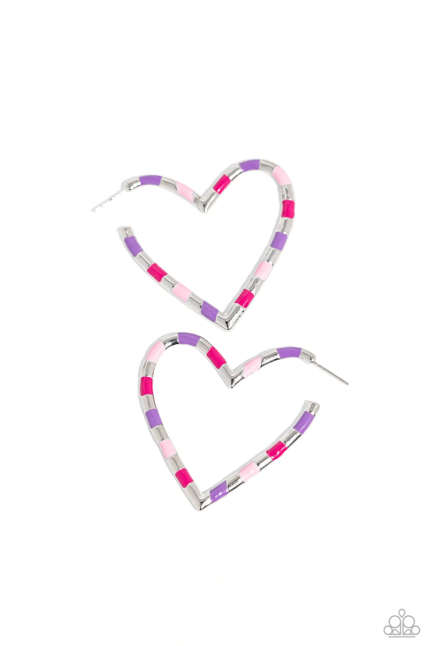Paparazzi Striped Sweethearts - Pink Earrings