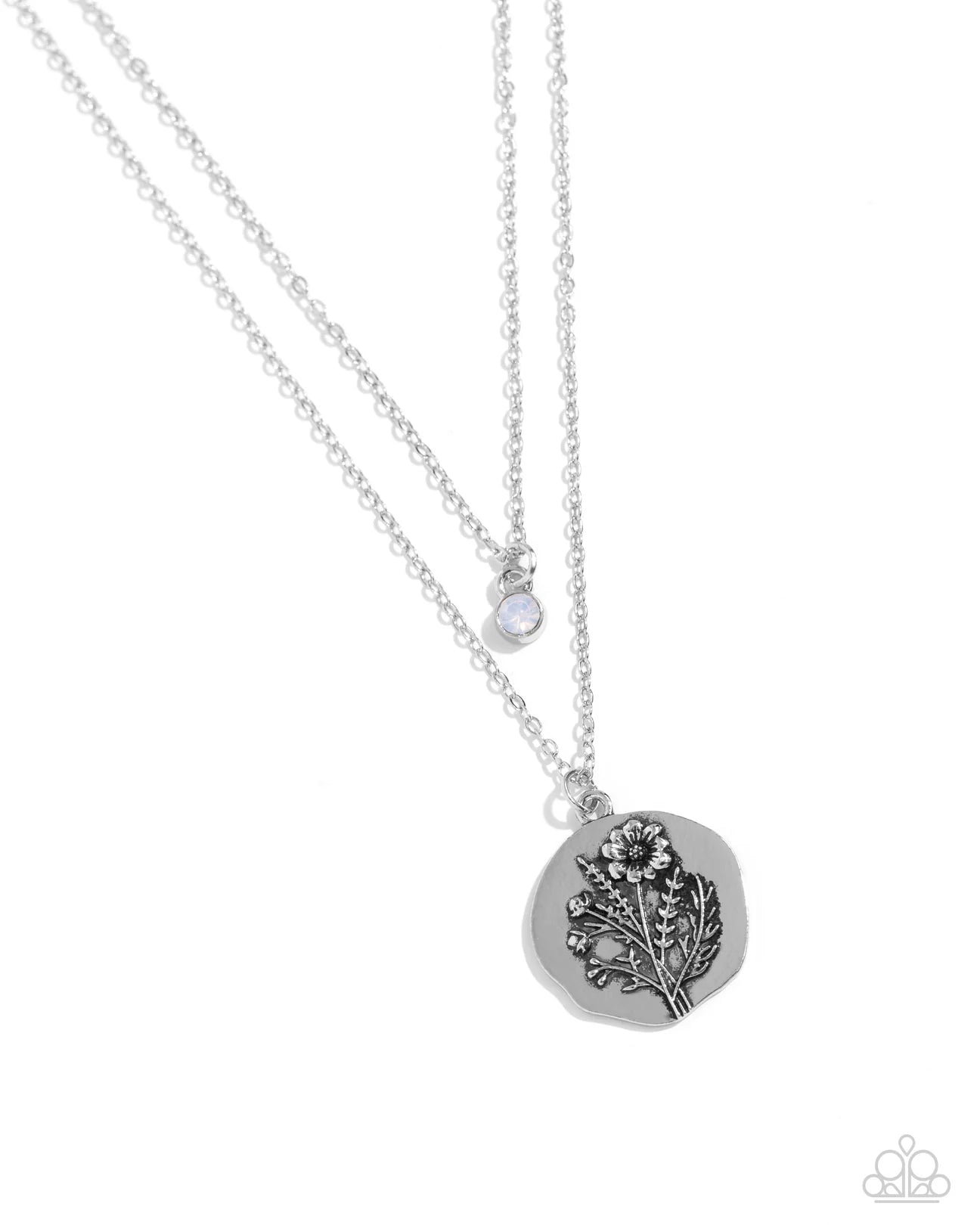 PAPARAZZI "BIRTHSTONE BEAUTY" WHITE OCTOBER  NECKLACE