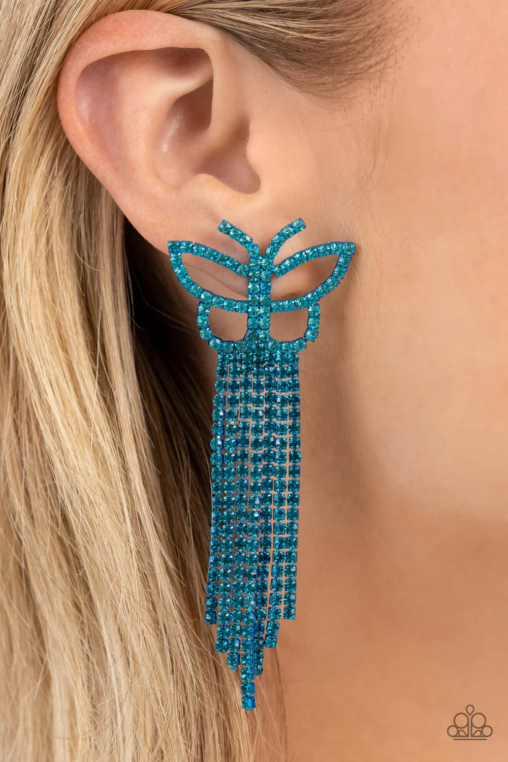 PAPARAZZI "BILLOWING BUTTERFLIES" BLUE EXCLUSIVE EARRINGS