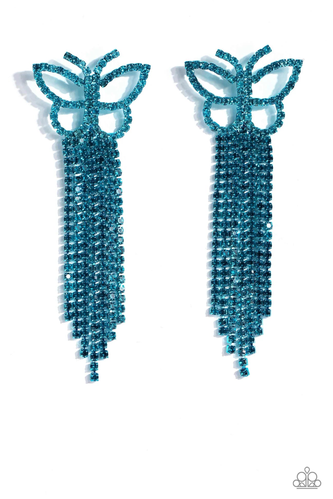 PAPARAZZI "BILLOWING BUTTERFLIES" BLUE EXCLUSIVE EARRINGS