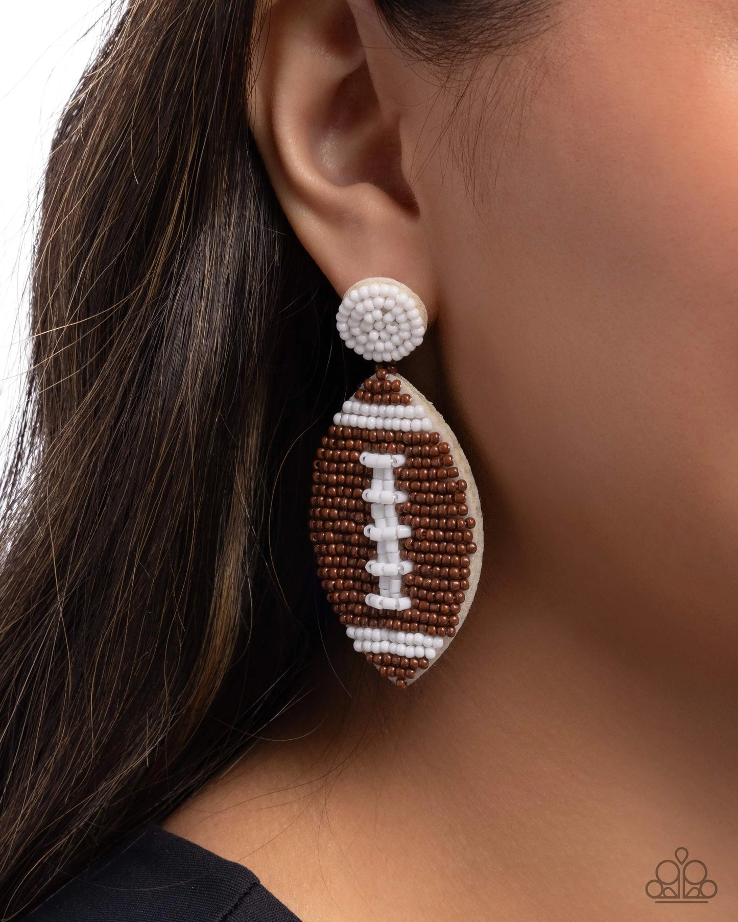 Paparazzi Football Fan - Brown Post Earrings