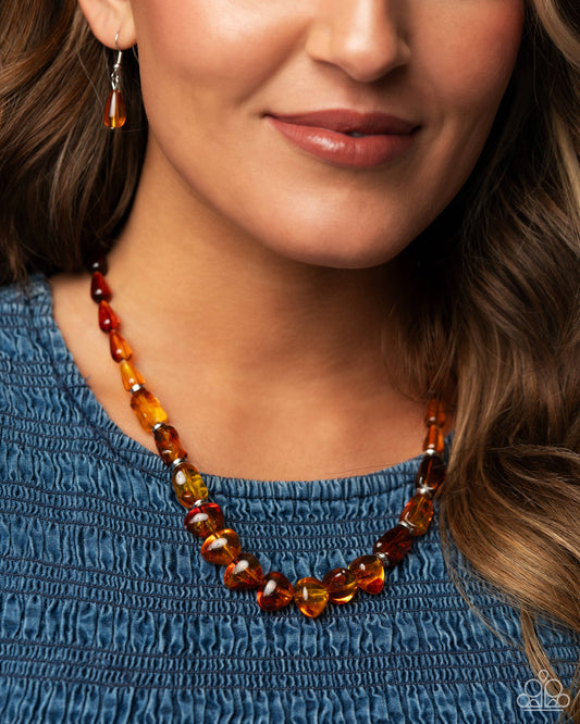 Paparazzi ♥ GLASSY Getaway - Brown ♥ Necklace