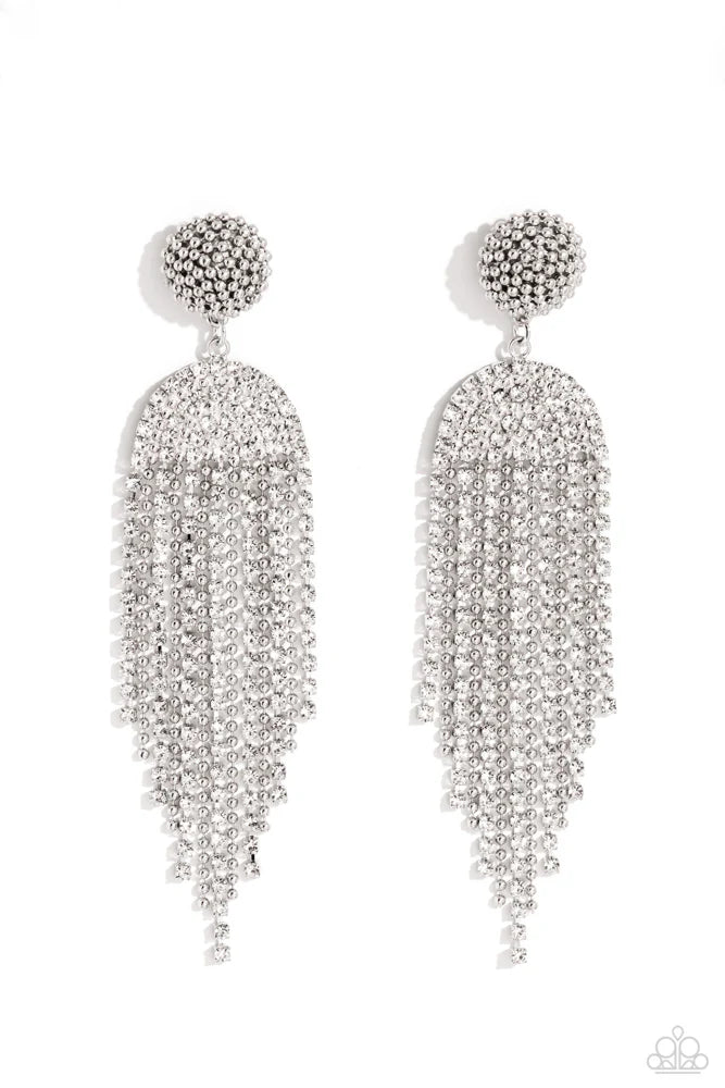 Paparazzi A Toast To You - White Post Earrings