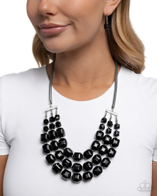 Paparazzi Reliant Rows - Black Necklace