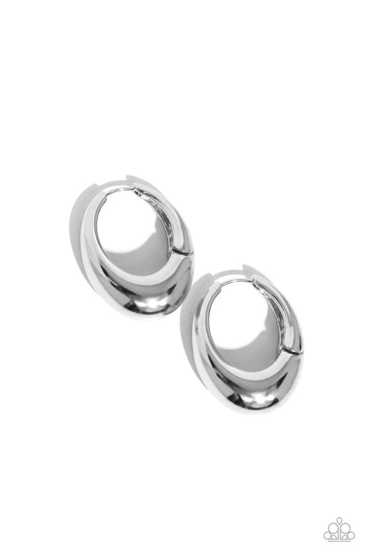 Paparazzi Earring ~ Oval Official - Silver