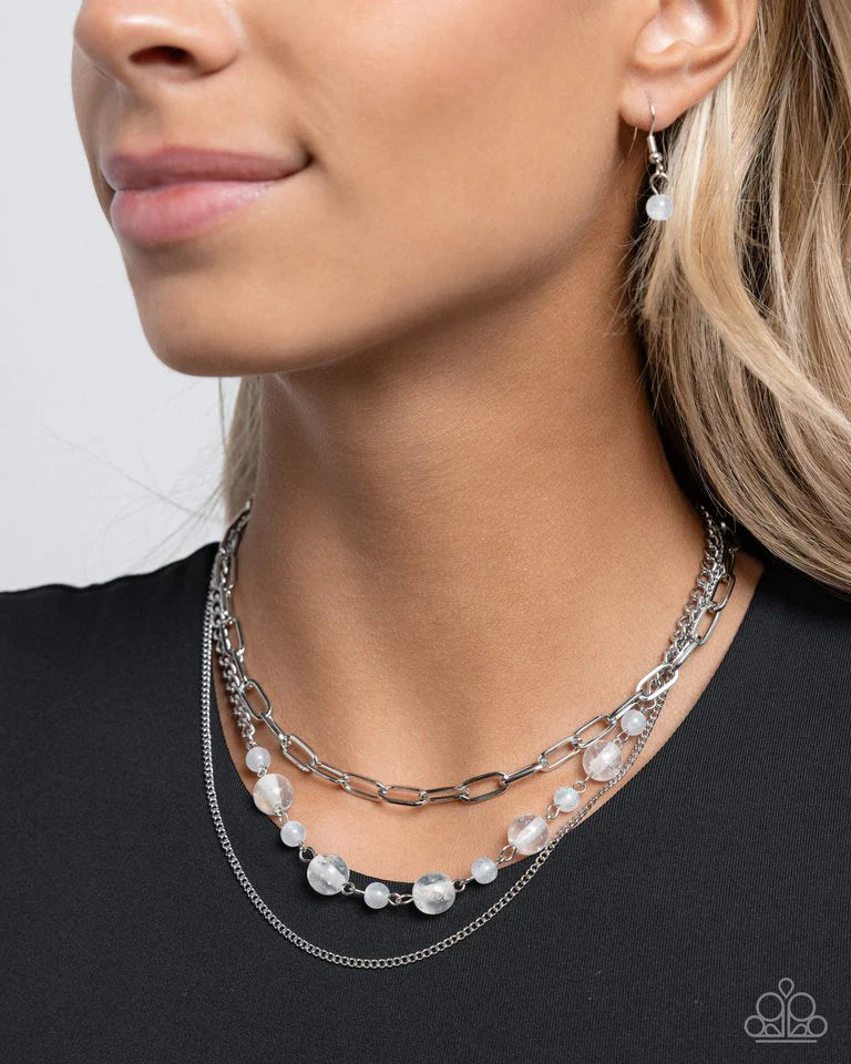 Paparazzi Necklace ~ Beaded Behavior - White