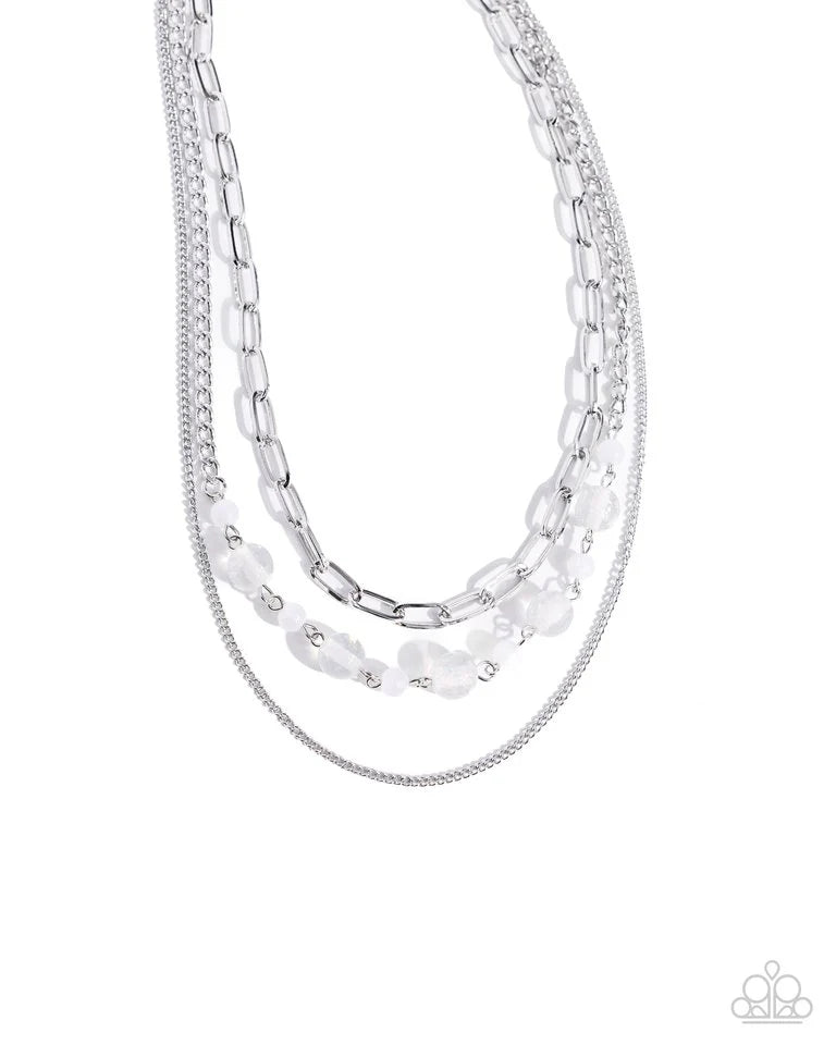 Paparazzi Necklace ~ Beaded Behavior - White