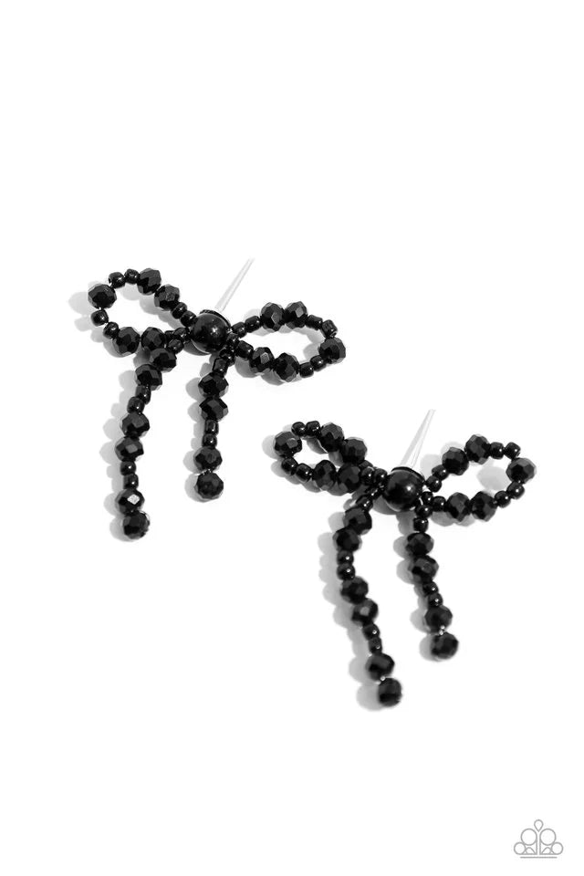 Paparazzi Earring ~ The BOW Must Go On - Black