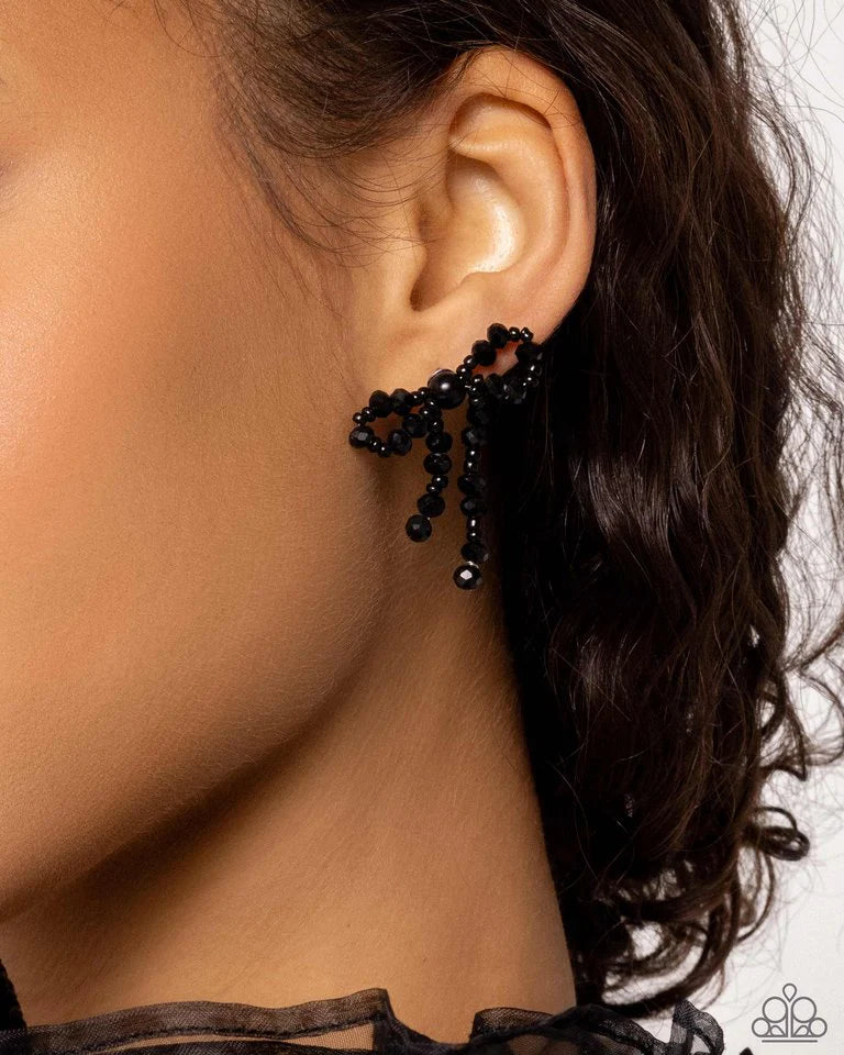 Paparazzi Earring ~ The BOW Must Go On - Black