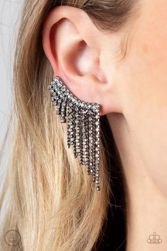 Paparazzi Earring ~ Thunderstruck Sparkle - Black