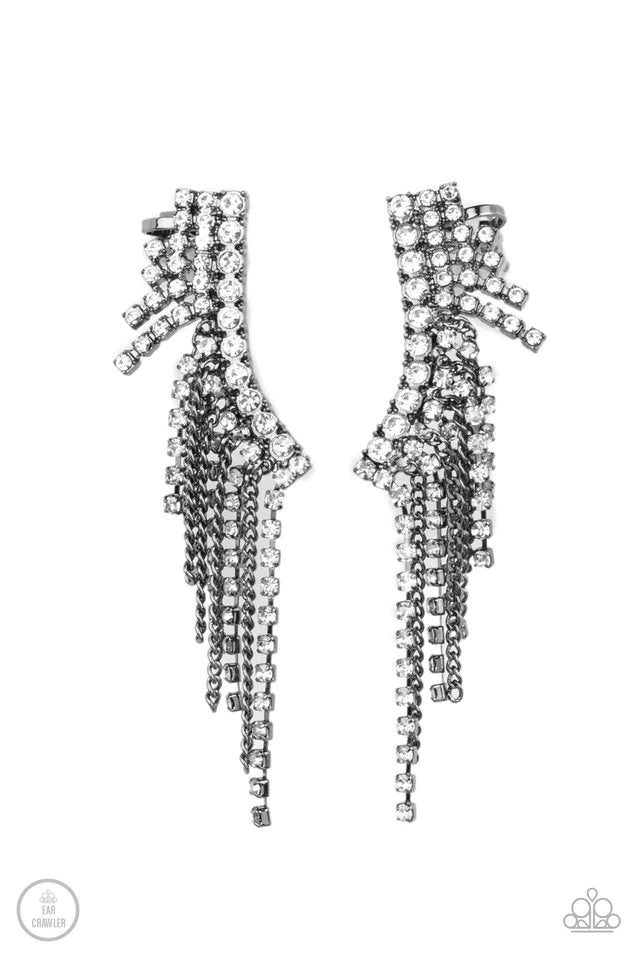 Paparazzi Earring ~ Thunderstruck Sparkle - Black
