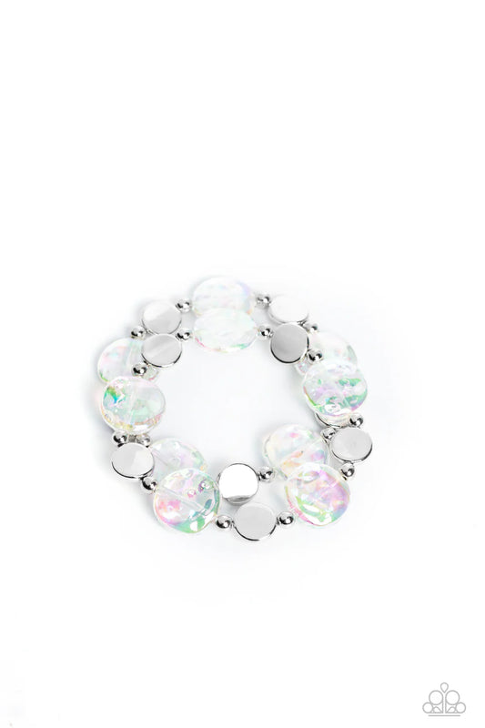 Paparazzi Discus Throw - White Bracelet