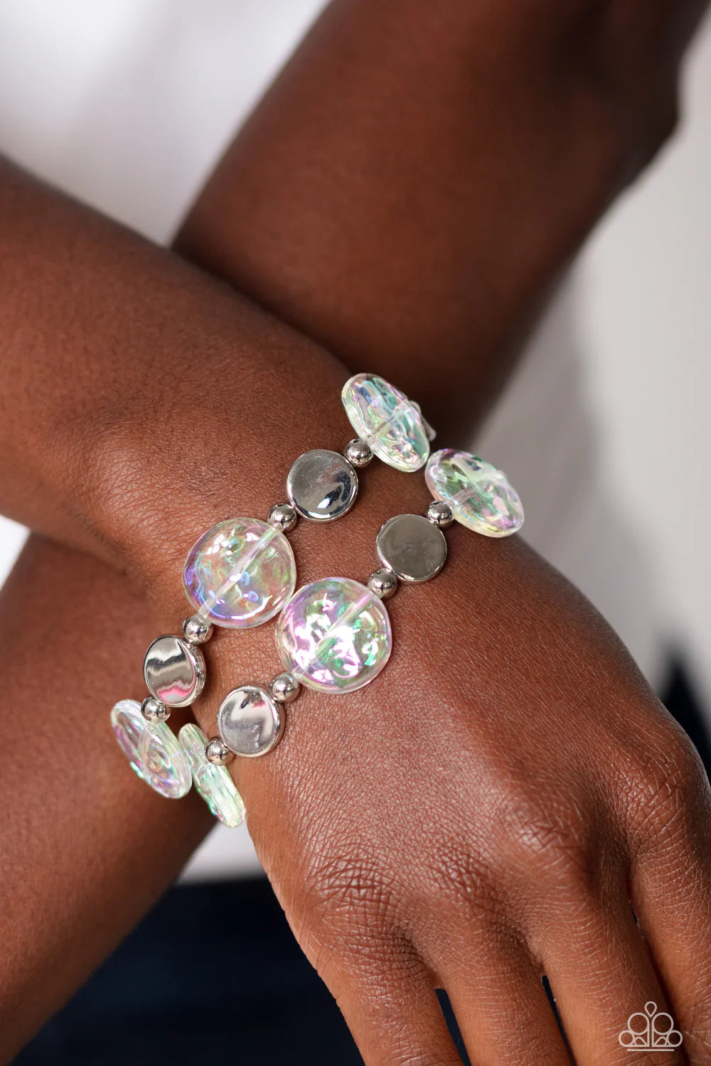 Paparazzi Discus Throw - White Bracelet