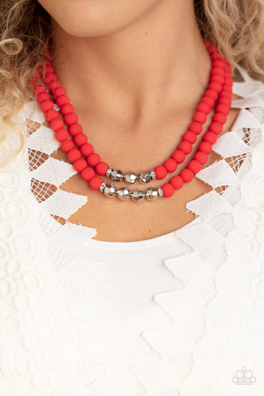 Paparazzi ♥ Summer Splash - Red ♥ Necklace /Paparazzi ♥ Dip and Dive - Red ♥ Bracelet