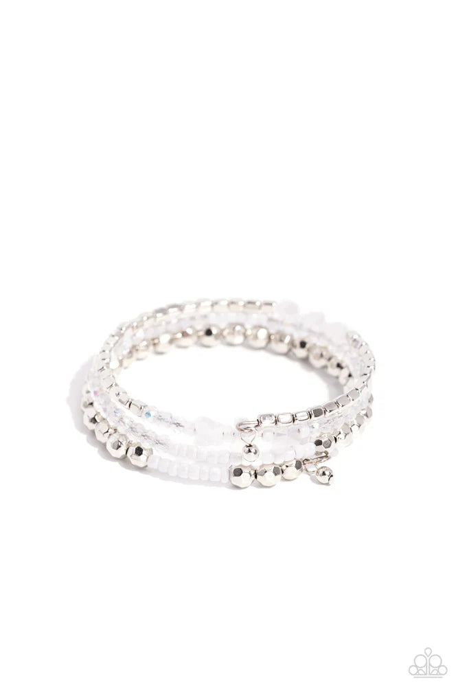Paparazzi Boundless Behavior - White Bracelet