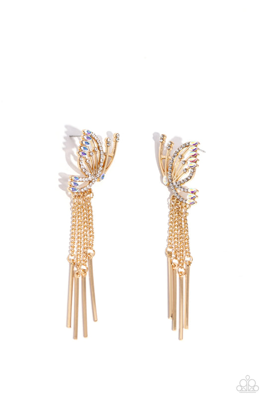 Paparazzi A Few Of My Favorite WINGS - Gold Post Earrings