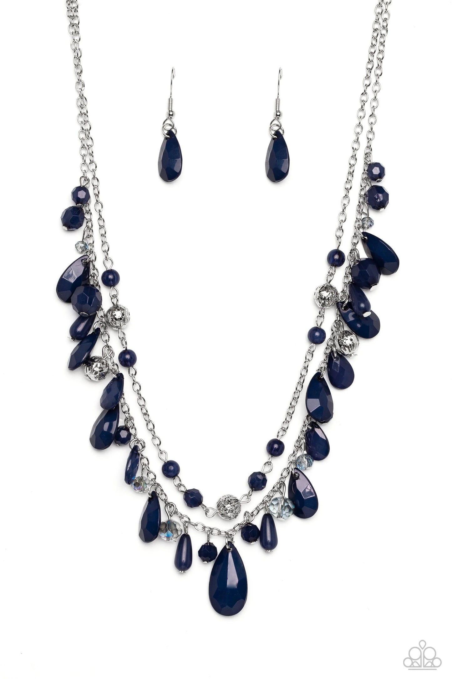Paparazzi Flirty Flood - Blue Necklace/Paparazzi Cheeky Cascade - Blue Earrings