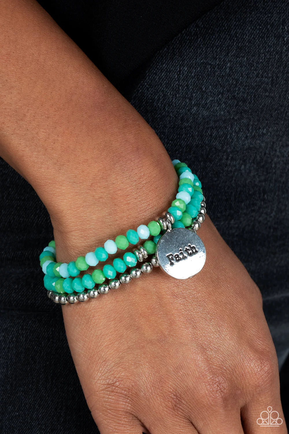 Paparazzi Fashionable Faith - Green Bracelet