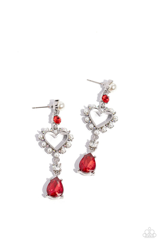Paparazzi Lovers Lure - Red Post Earrings