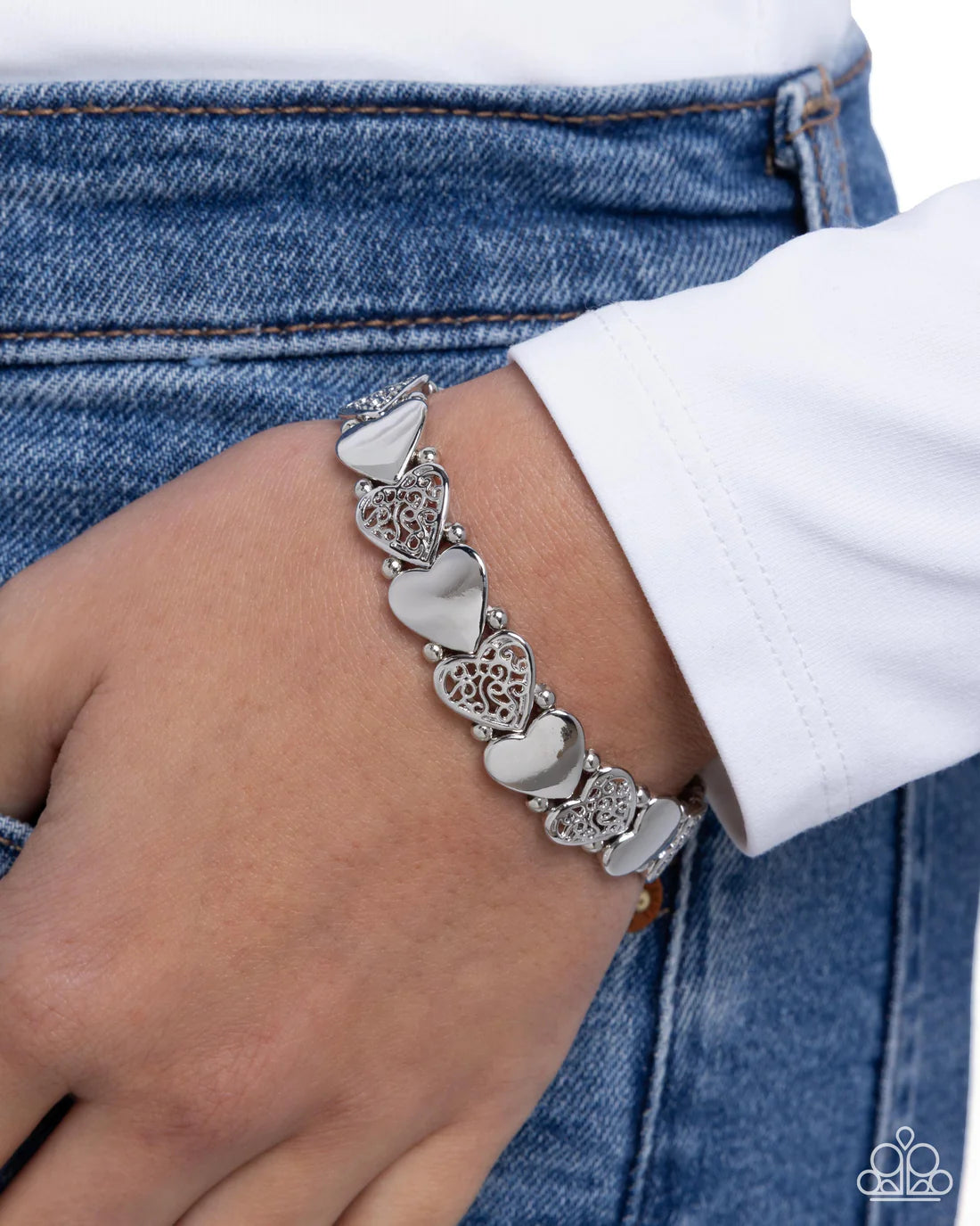 Paparazzi Bracelet ~ Handcrafted Heartthrob - Silver