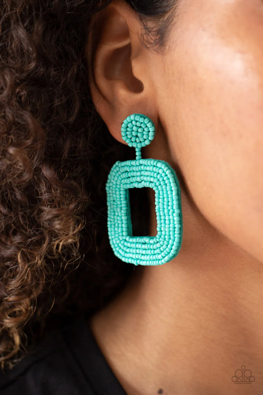 Paparazzi Beaded Bella - Blue Post Earrings
