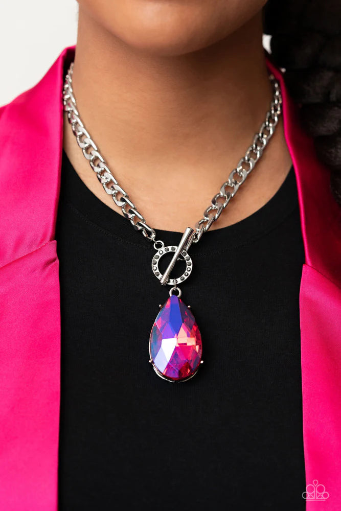 Paparazzi ♥ Edgy Exaggeration - Pink ♥ Necklace
