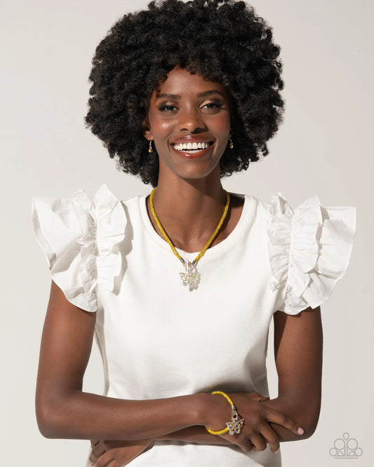 Paparazzi On SHIMMERING Wings - Yellow Necklace/Paparazzi Aerial Appeal - Yellow Bracelet