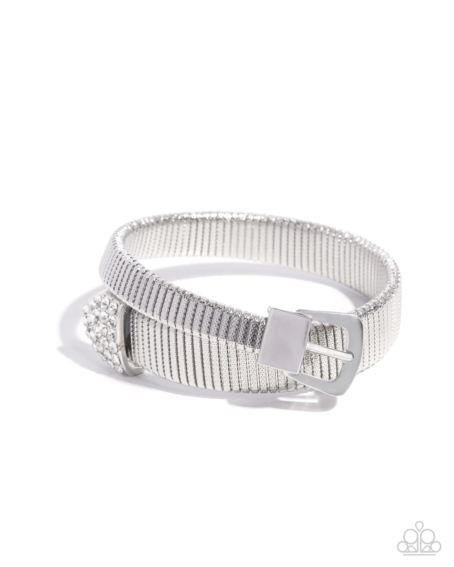 Paparazzi Belted Brilliance - White Bracelet