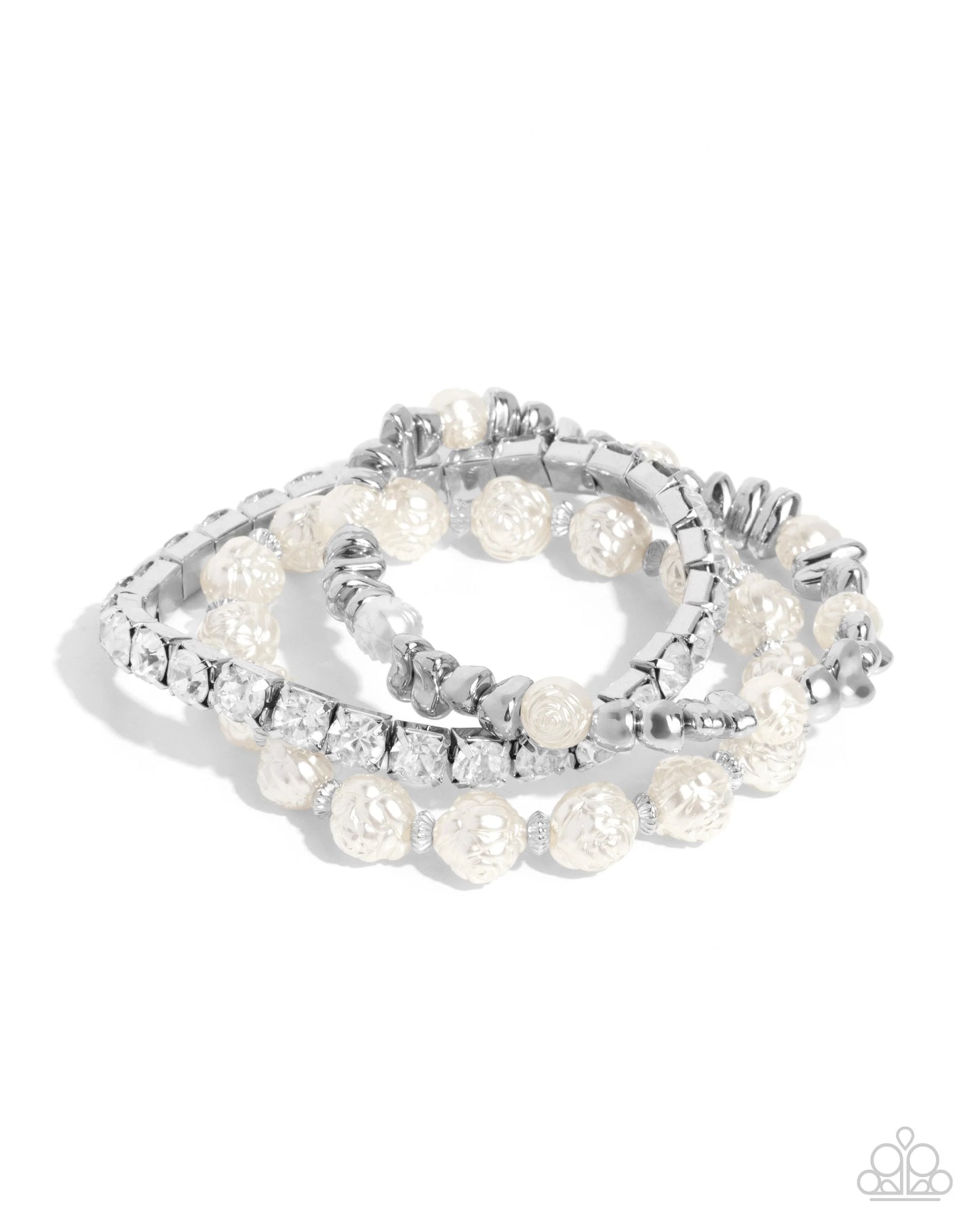 Paparazzi ♥ Fair Florals - White ♥ Bracelet