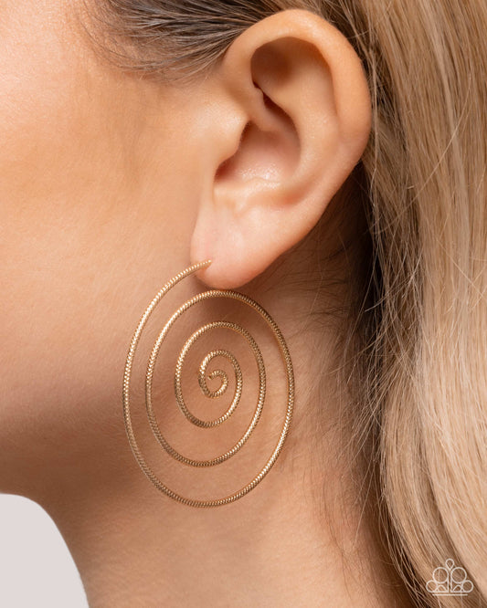 Paparazzi Seize the Spiral - Gold Post Earrings