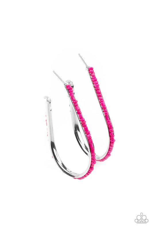 Paparazzi Beaded Bauble - Pink Earrings