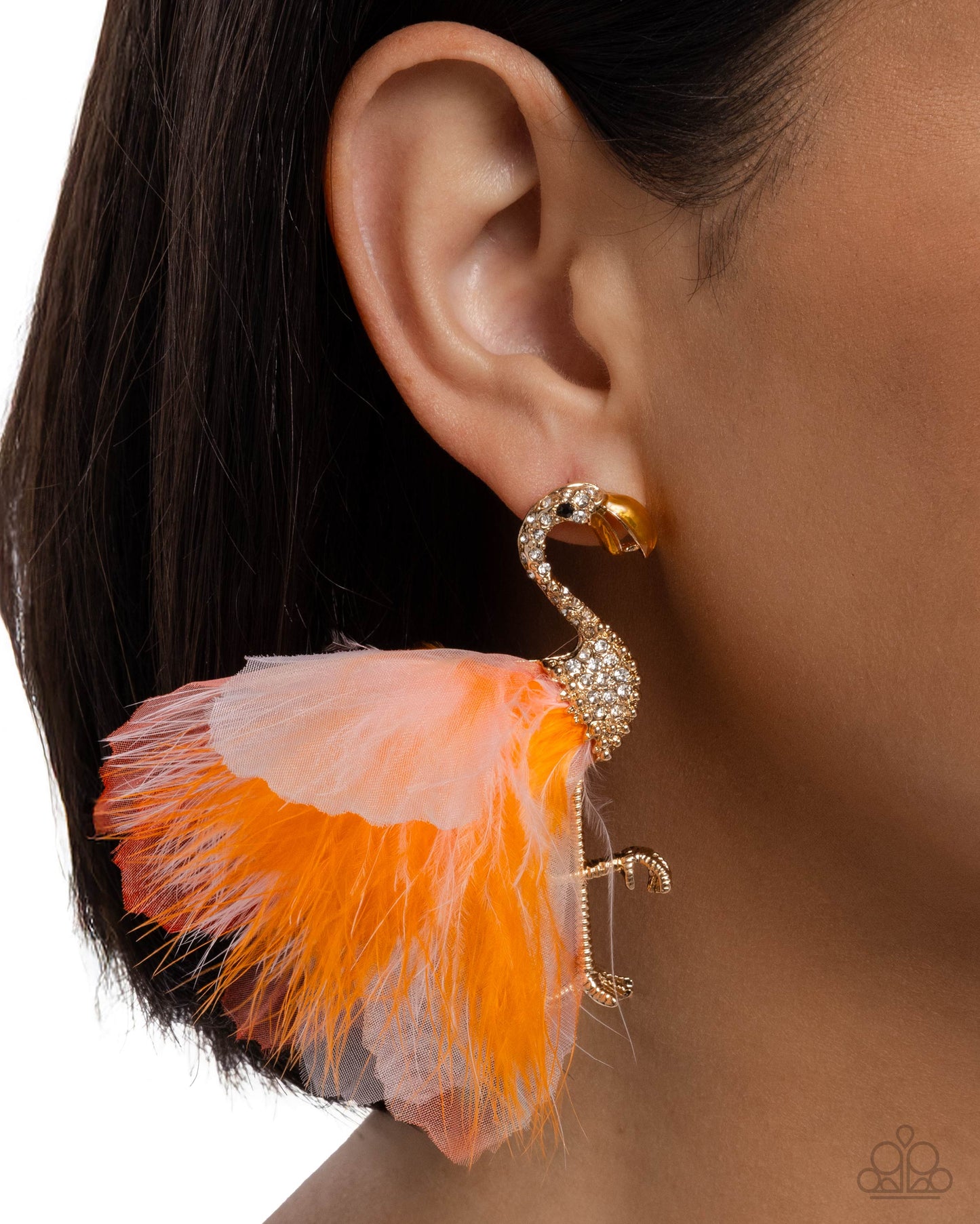 Paparazzi Feathered Flamingo - Orange Post Earrings