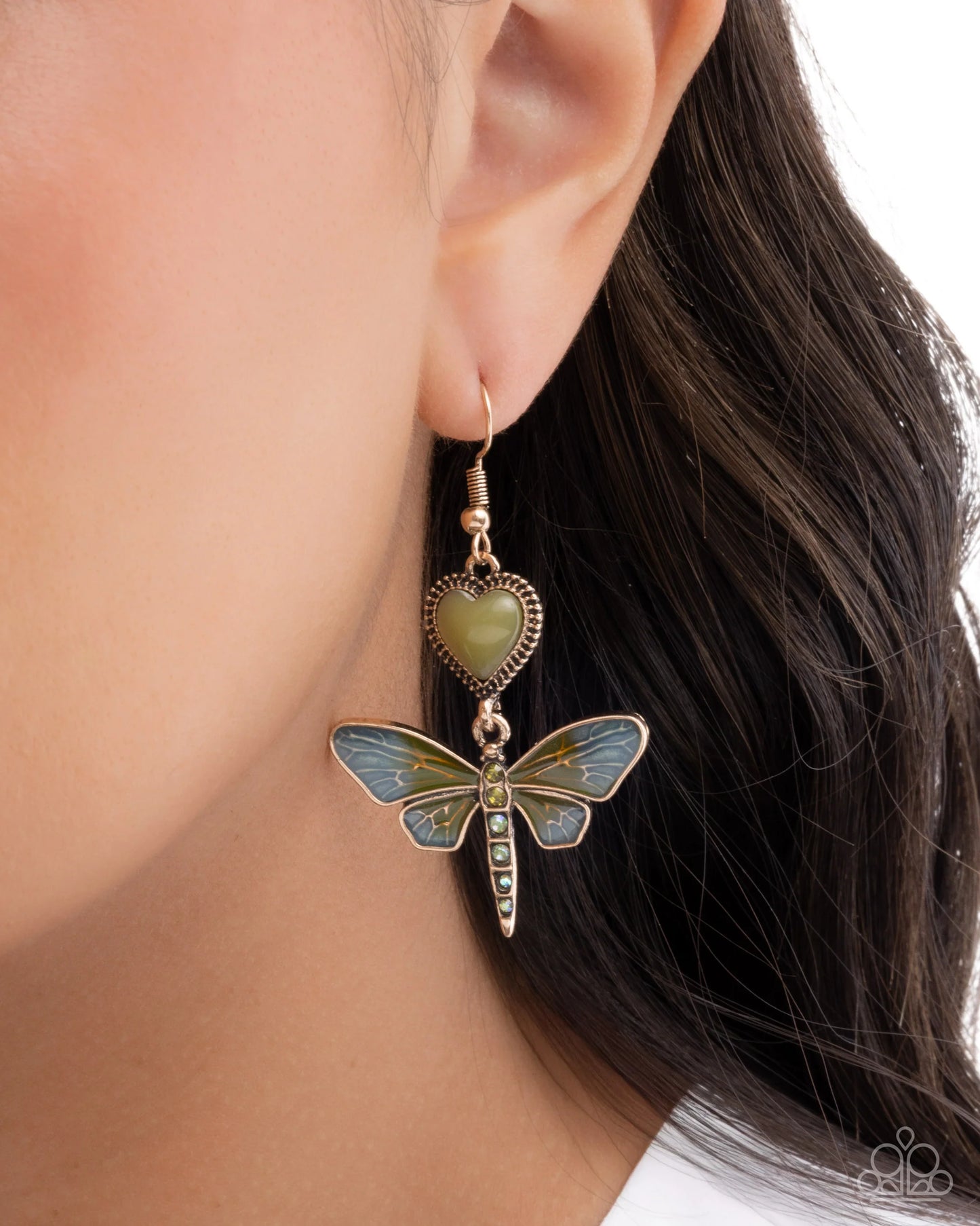 Paparazzi Dragonfly Devotion - Green Earrings