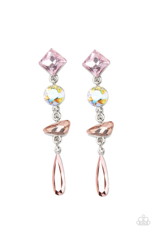 Paparazzi Rock Candy Elegance - Pink Post Earrings