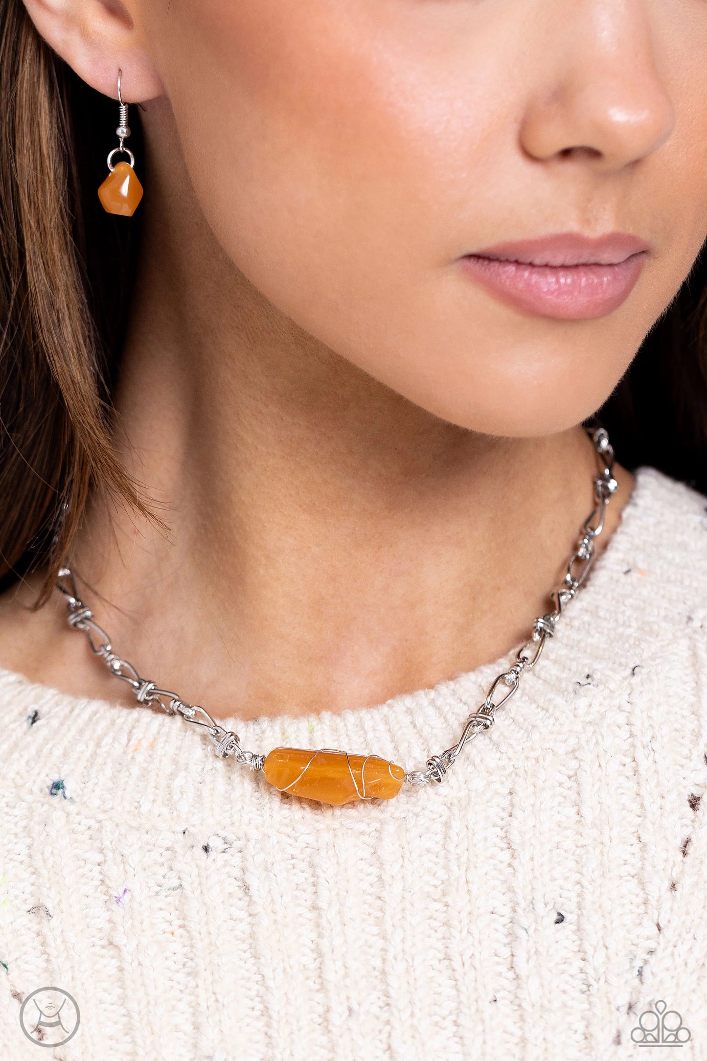 Paparazzi Cavern Class - Orange Necklace/Paparazzi Whimsically Wrapped - Orange Bracelet