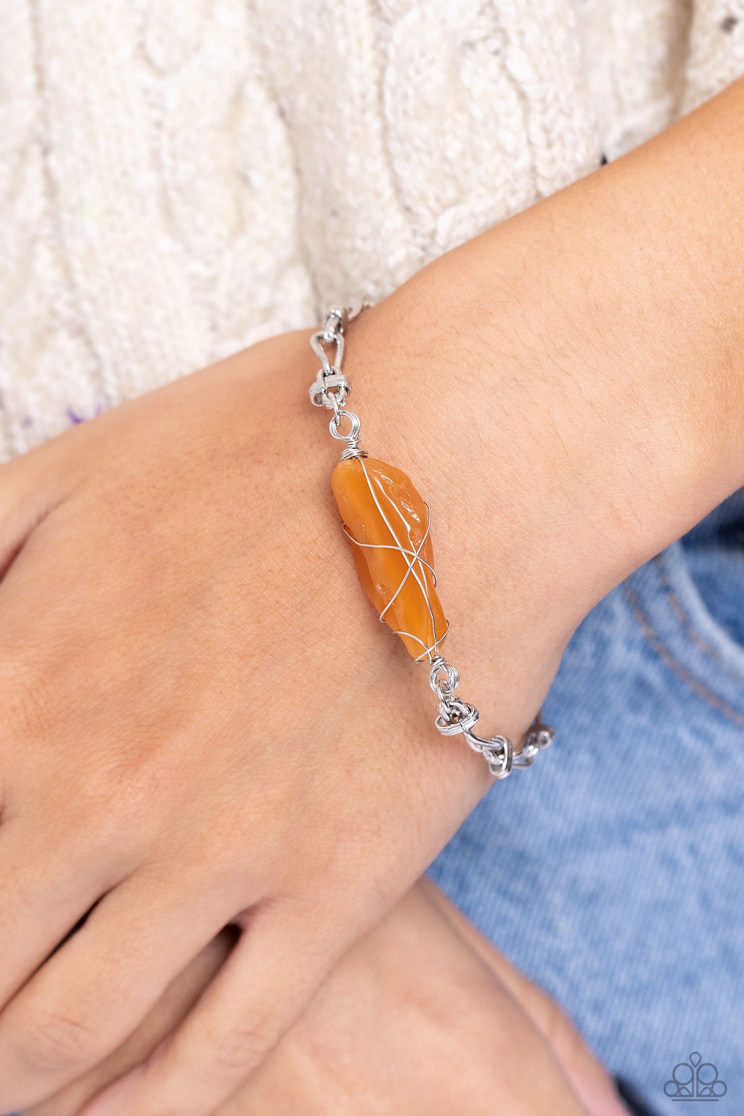 Paparazzi Cavern Class - Orange Necklace/Paparazzi Whimsically Wrapped - Orange Bracelet