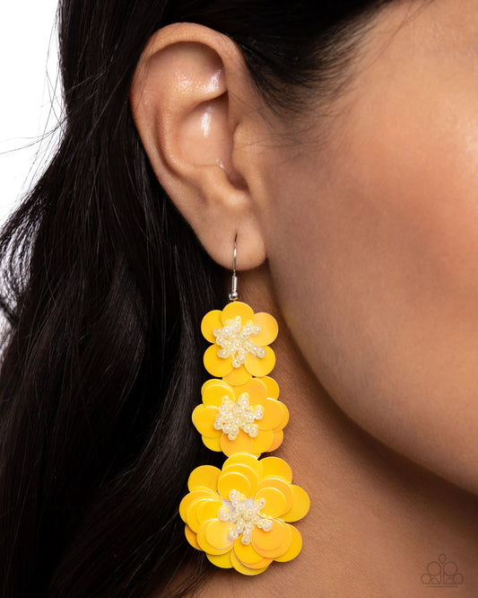 Paparazzi Beaded Bouquet - Yellow Earrings