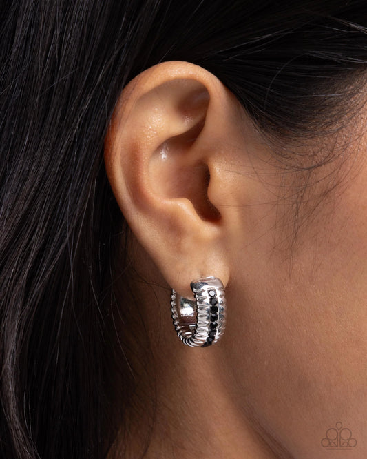 Paparazzi Serrated Shimmer Black Earrings