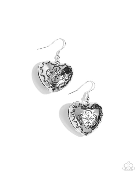 Engraved Excitement - silver - Paparazzi earrings