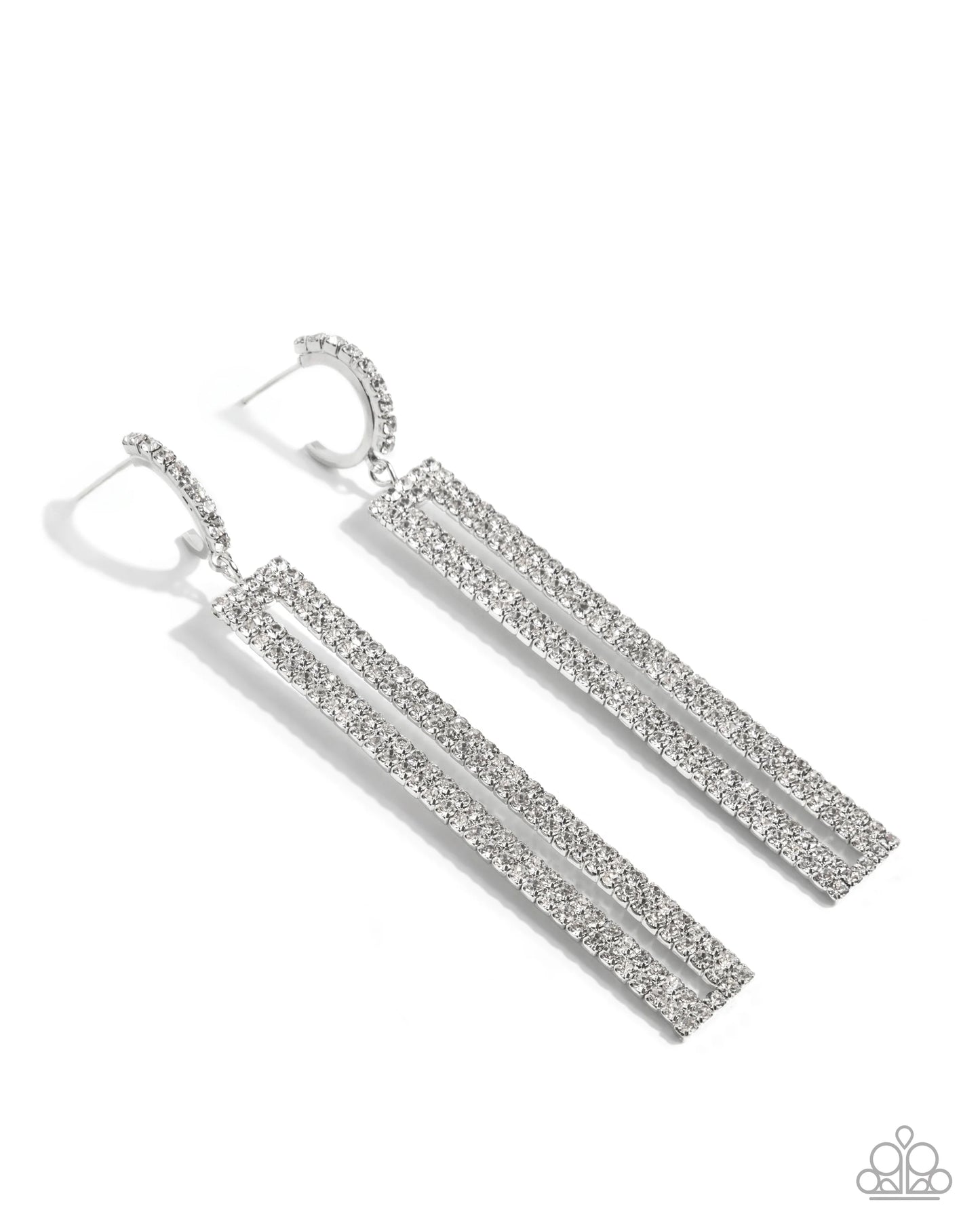 Elongated Ease - white - Paparazzi earrings