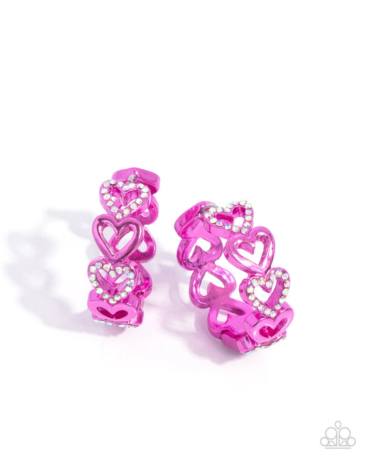 Paparazzi Historic Hearts - Pink Earrings