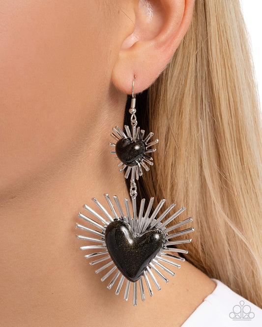 Sunburst Sweethearts - black - Paparazzi earrings