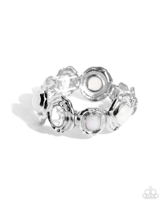 Paparazzi Hammered High - White Bracelet