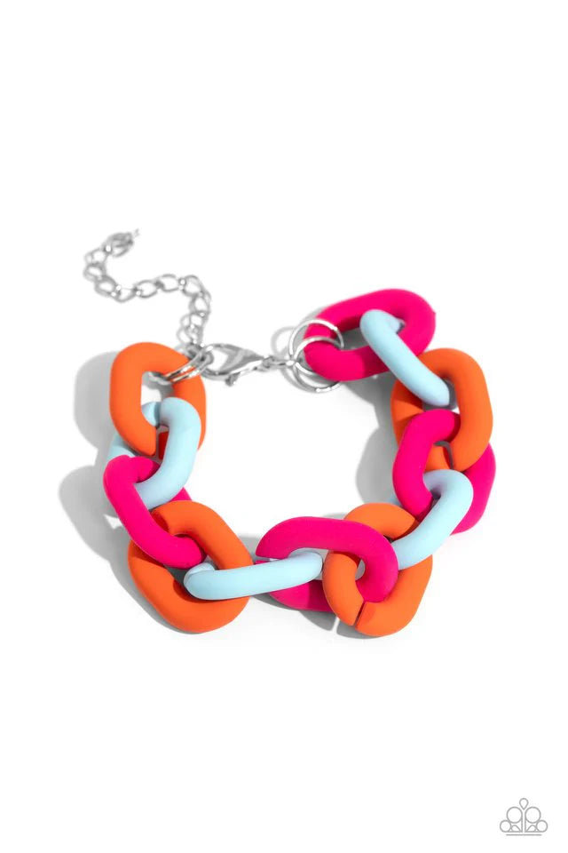 Paparazzi Necklace ~ Speed SMILE - Pink/ Paparazzi Bracelet ~ Go the Extra SMILE - Pink