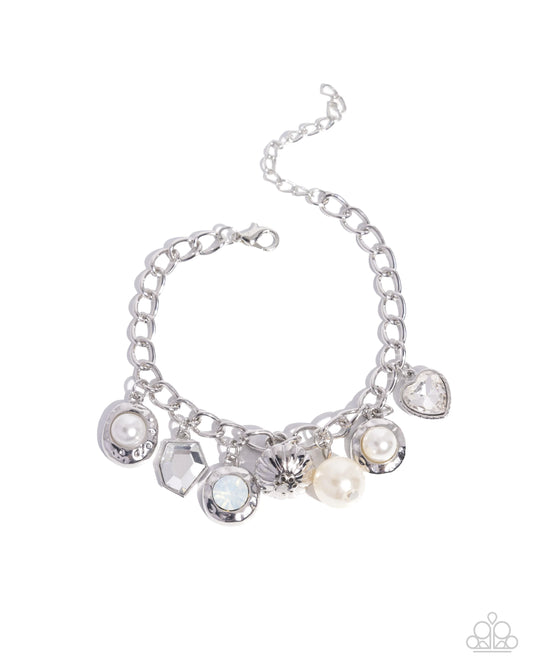 Paparazzi Easy Excellence - White Bracelet
