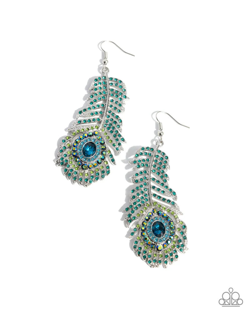 Paparazzi  Prized Peacock - Green Earrings