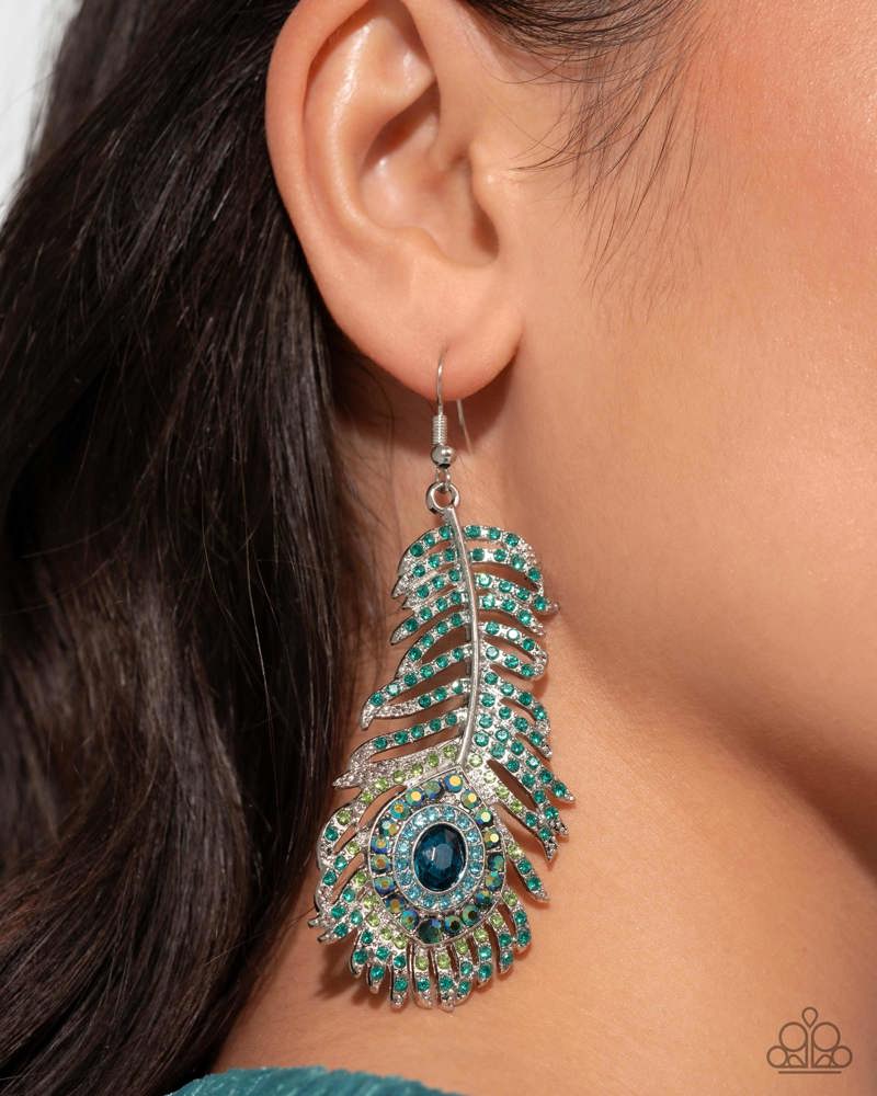 Paparazzi  Prized Peacock - Green Earrings