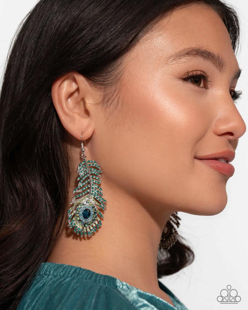Paparazzi  Prized Peacock - Green Earrings
