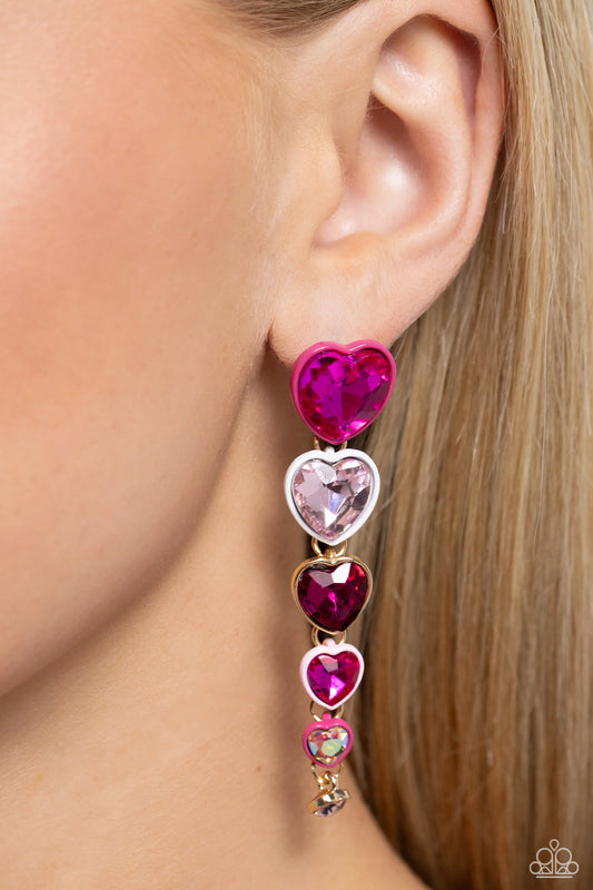 Paparazzi Cascading Casanova - Pink Post Earrings